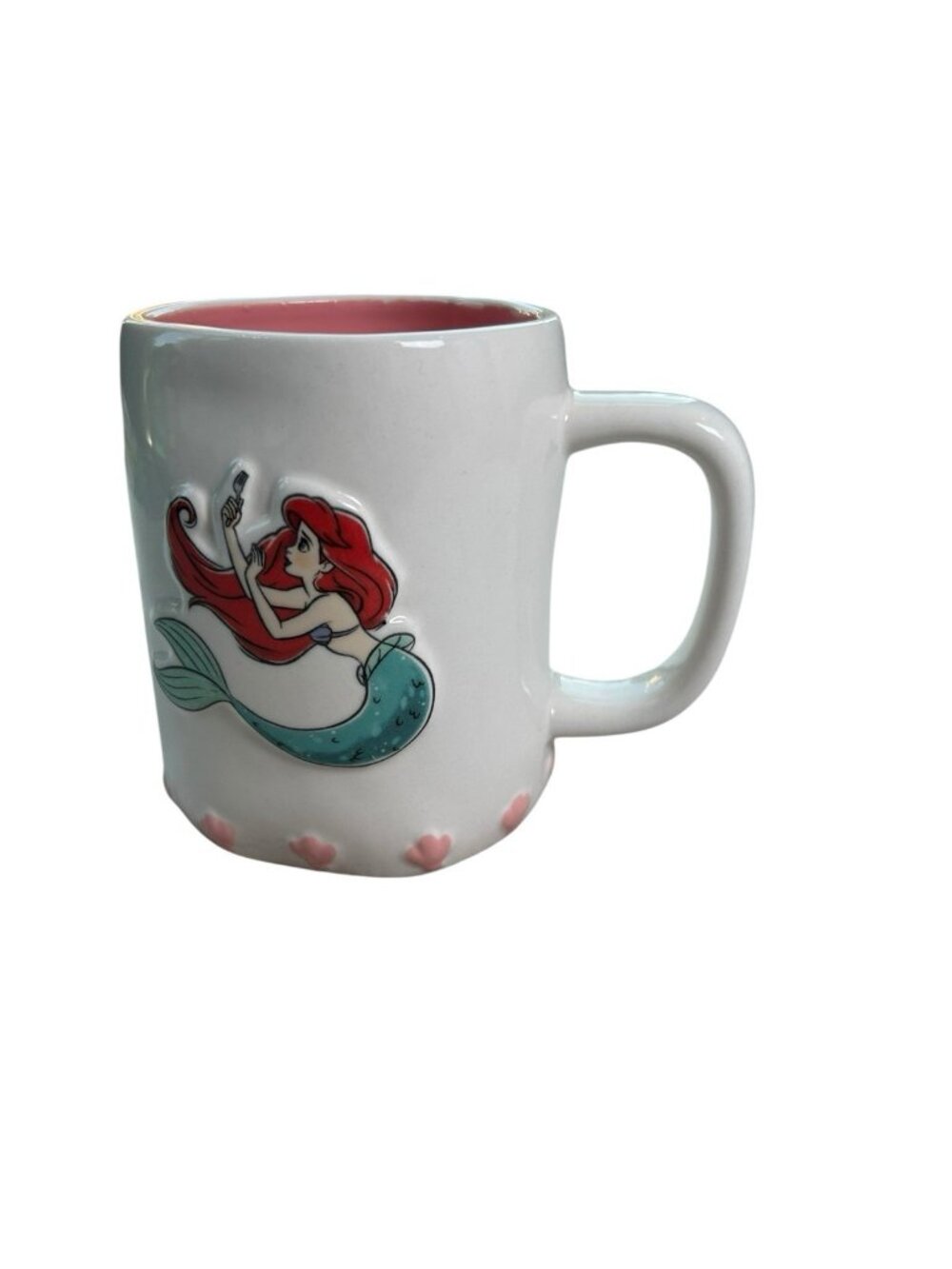 Little Mermaid Ariel Mug Rae Dunn Pink White Disney Coffee Tea Cup Walt Disney